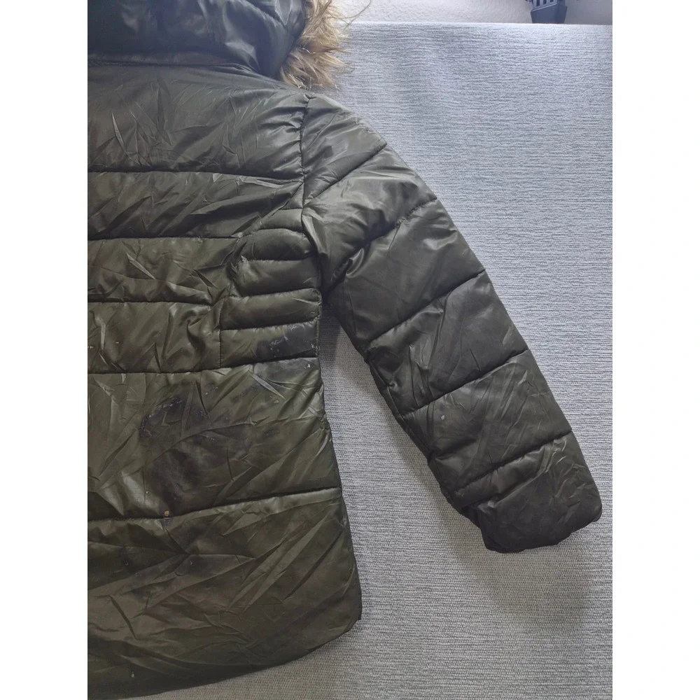 Michael Kors Puffer Jacket Girls 7/8 Black Faux Fur Hooded Full Zip Winter Wear
